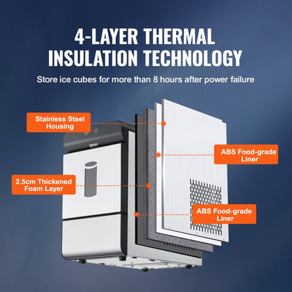 IMN1000-UL - Compact Stainless Steel Ice Maker, 37 lbs/24 hrs, Self-Cleaning