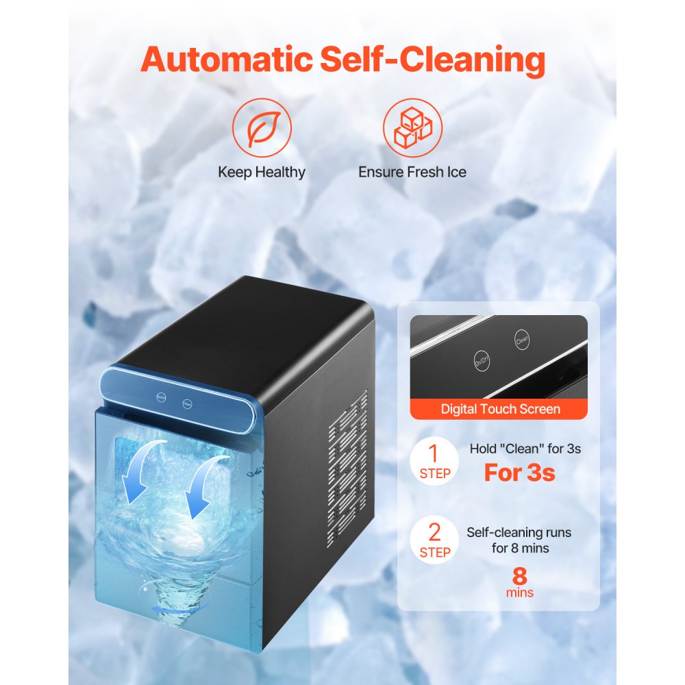 IMN1000E-UL - Portable 37Lbs/24H Nugget Ice Maker with Self-Cleaning Feature