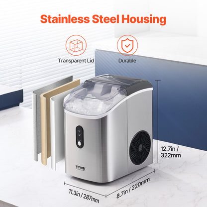 HZB-15N/S - Portable Nugget Ice Maker, 33 lbs Capacity, Self-Cleaning