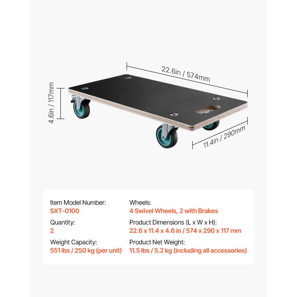 SXT-0100 - Sturdy Furniture Dolly with 4 TPR Wheels for Easy Moving