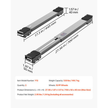 Y13 - Adjustable Appliance Roller Mover, 17.5-27.6 Inches, 330 lbs Capacity
