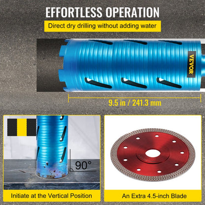 KZ4-9.5 - 4" Diamond Core Drill Bit for Concrete & Brick
