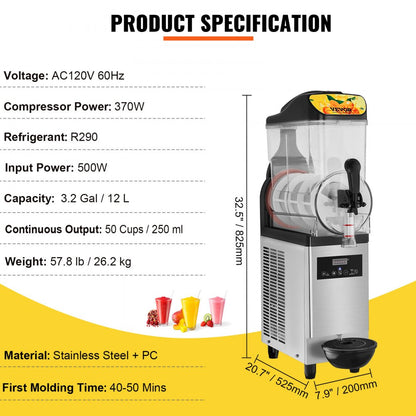 RLC12×1 - 12L VEVOR Slushy Machine with Digital Control for Summer Drinks