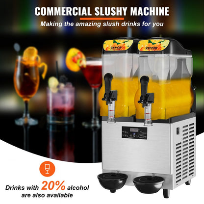 RLC12×2 - 640W Dual Bowl Slushy Machine, 24L Capacity for Parties