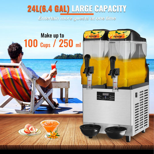 RLC12×2 - 640W Dual Bowl Slushy Machine, 24L Capacity for Parties