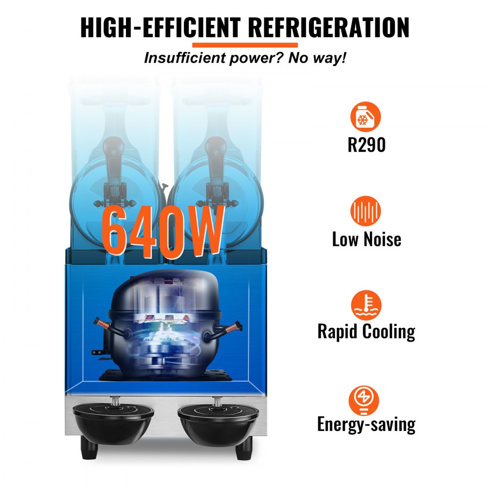 RLC12×2 - 640W Dual Bowl Slushy Machine, 24L Capacity for Parties