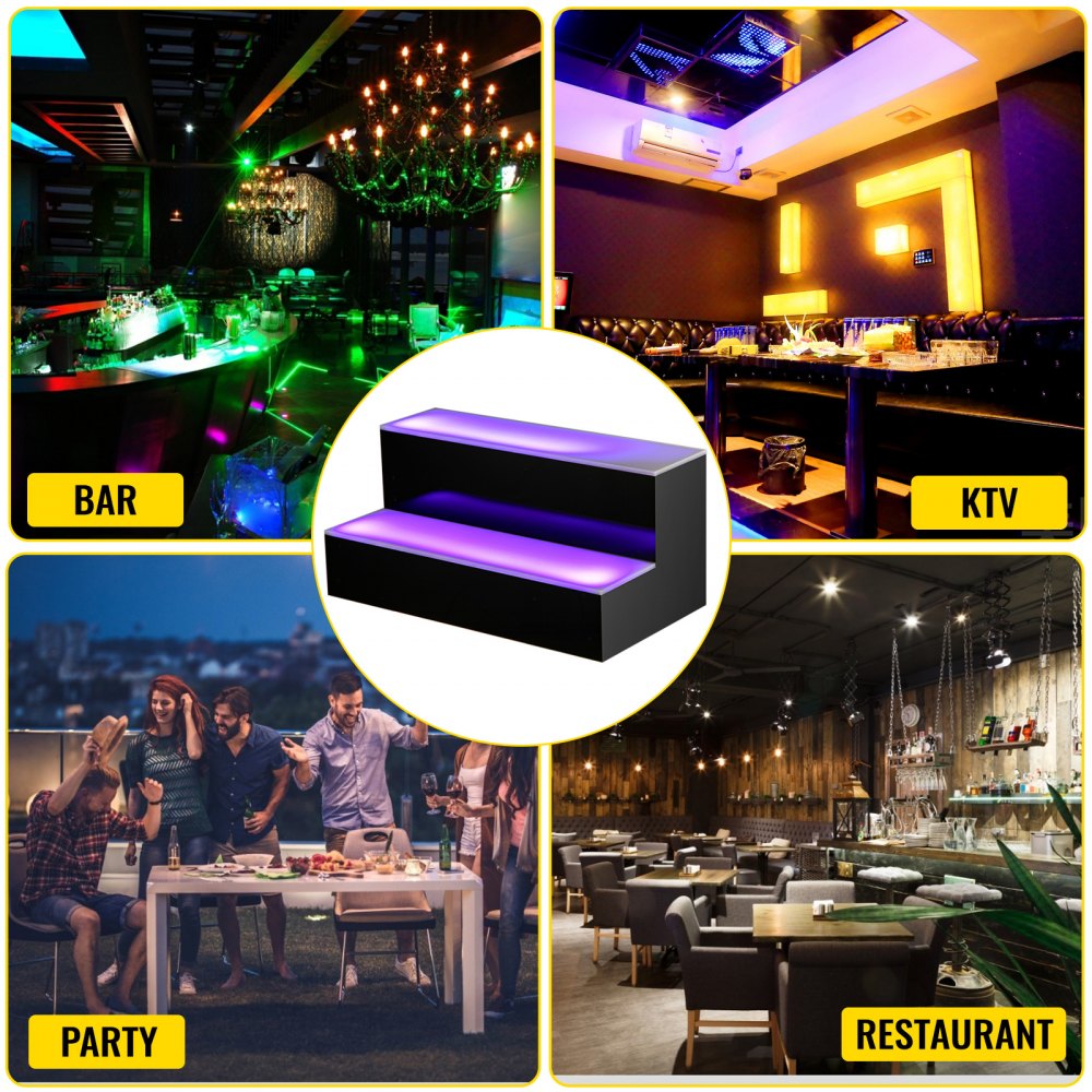 010905906537 - Acrylic LED Bottle Display Shelf with Remote Control, Holds 6 Bottles