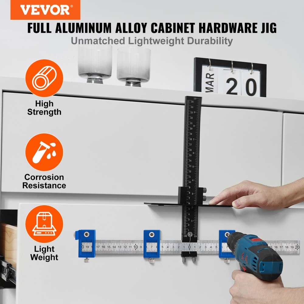 XRSS2304 - Durable Aluminum Cabinet Hardware Jig for Easy Installations