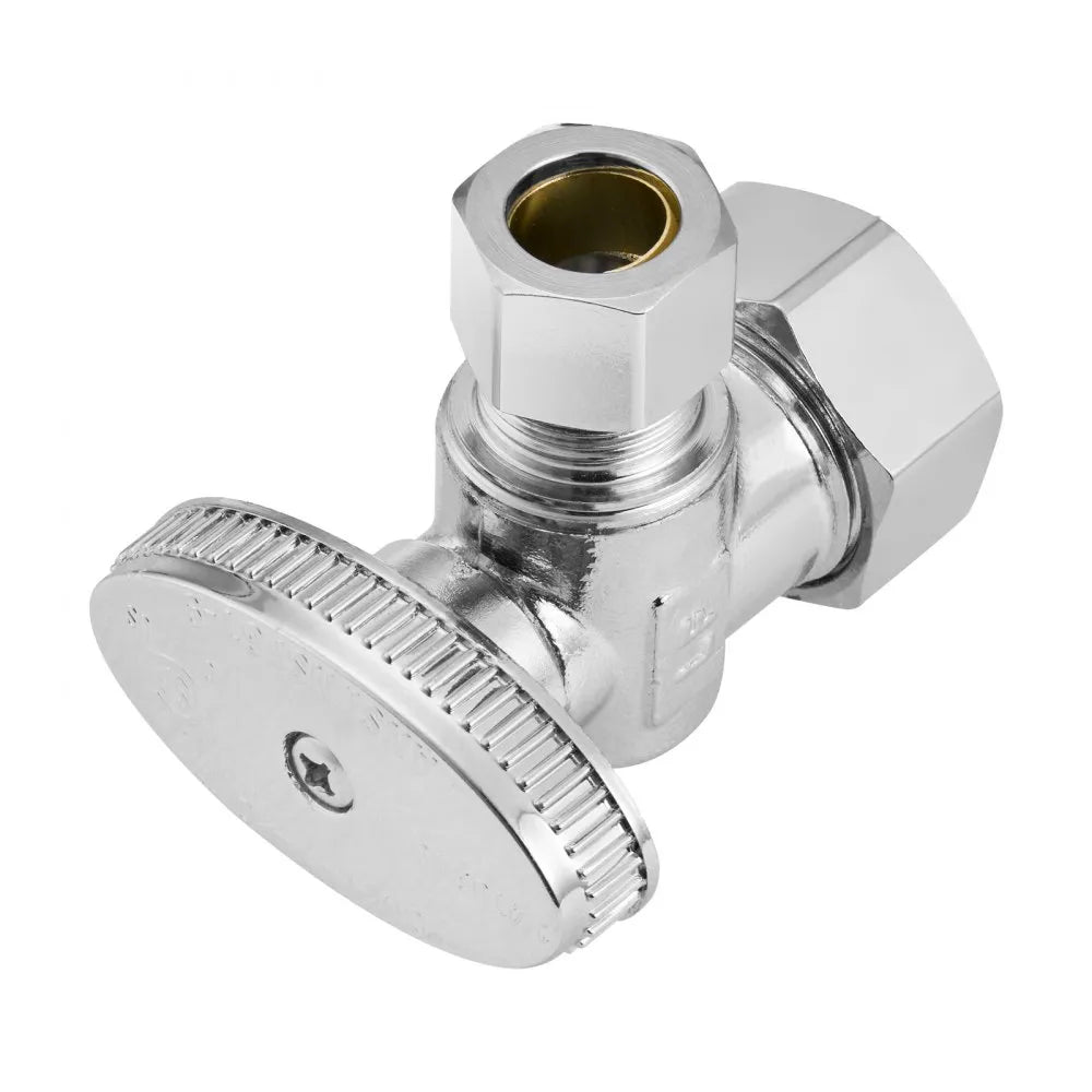 JF-07 - 10-Pack Lead-Free Brass Angle Stop Valves, 1/4 Turn, 5/8" OD