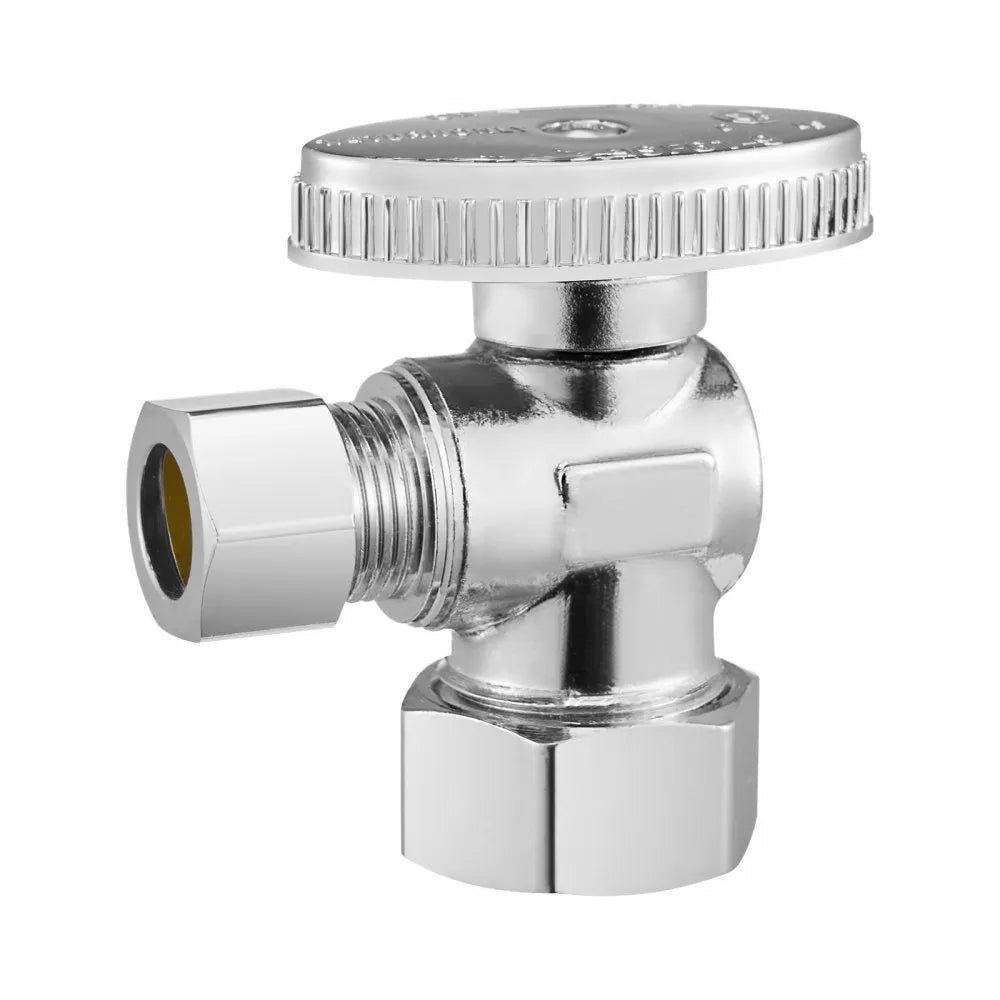 JF-07 - 10-Pack Lead-Free Brass Angle Stop Valves, 1/4 Turn, 5/8" OD