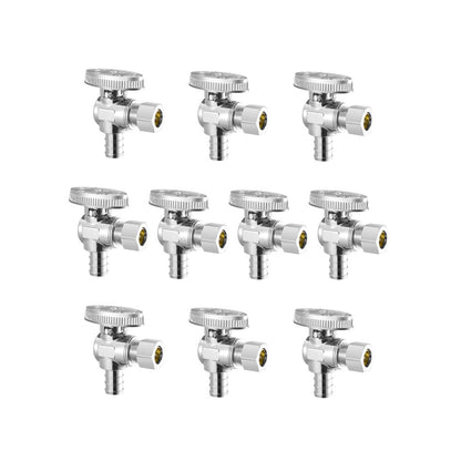 JF-18 - 10-Pack Brass Angle Stop Valves for 1/2" PEX Plumbing
