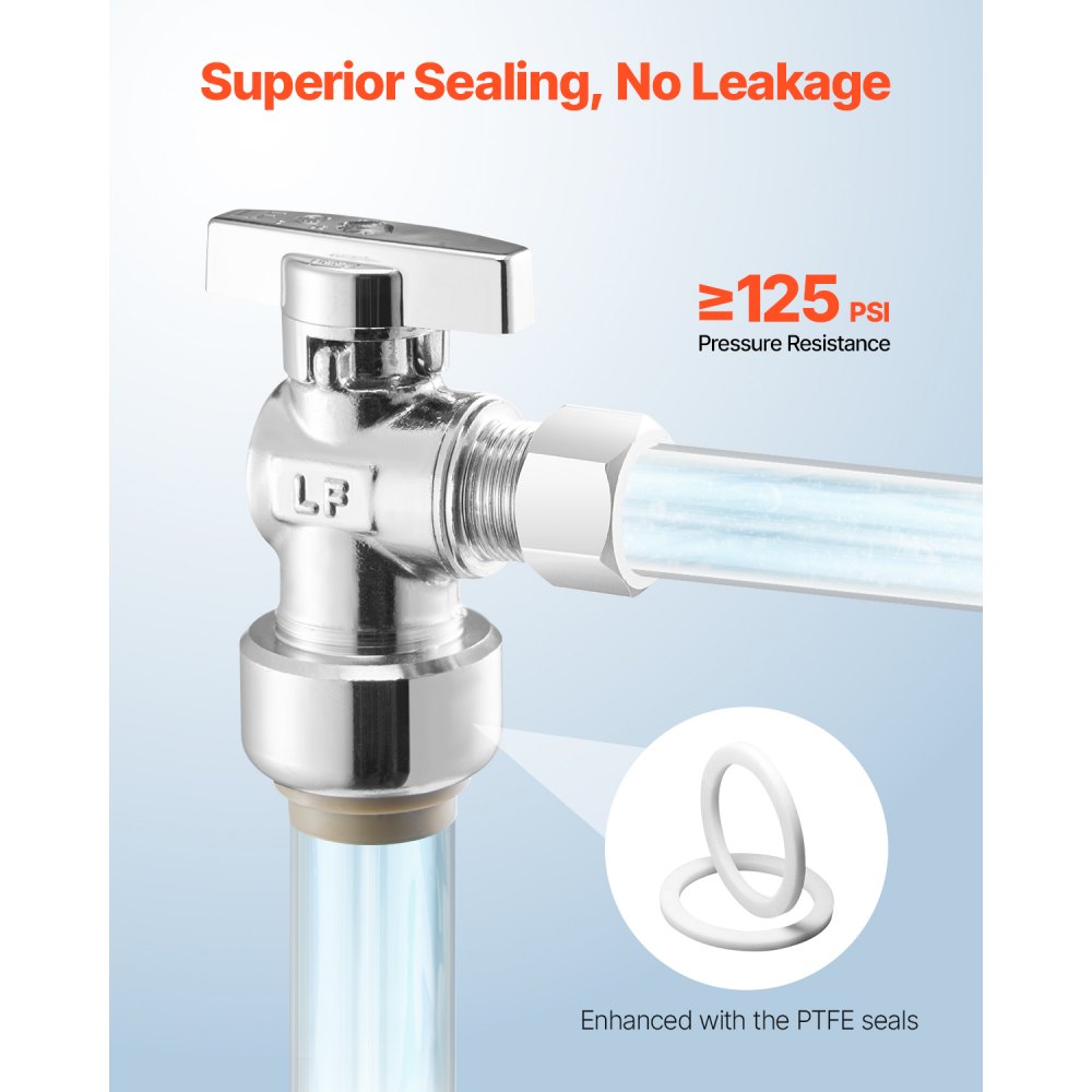 JF-84 - 10-Pack Lead-Free Brass Angle Stop Valve with Quick Shutoff