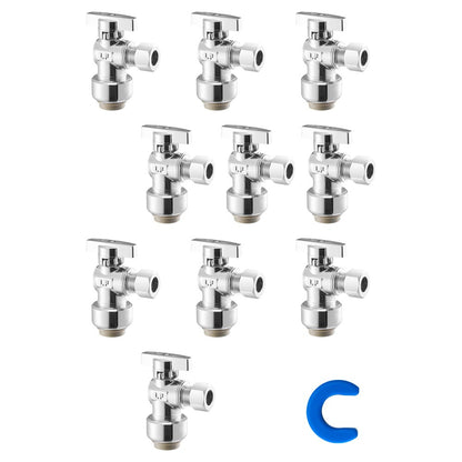 JF-84 - 10-Pack Lead-Free Brass Angle Stop Valve with Quick Shutoff