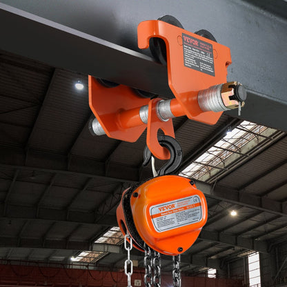 2T-K - 4400 lbs Adjustable Push Beam Trolley with Dual Wheels