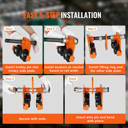3T-K - VEVOR 6600 lbs Adjustable I-Beam Trolley with Dual Axle Wheels