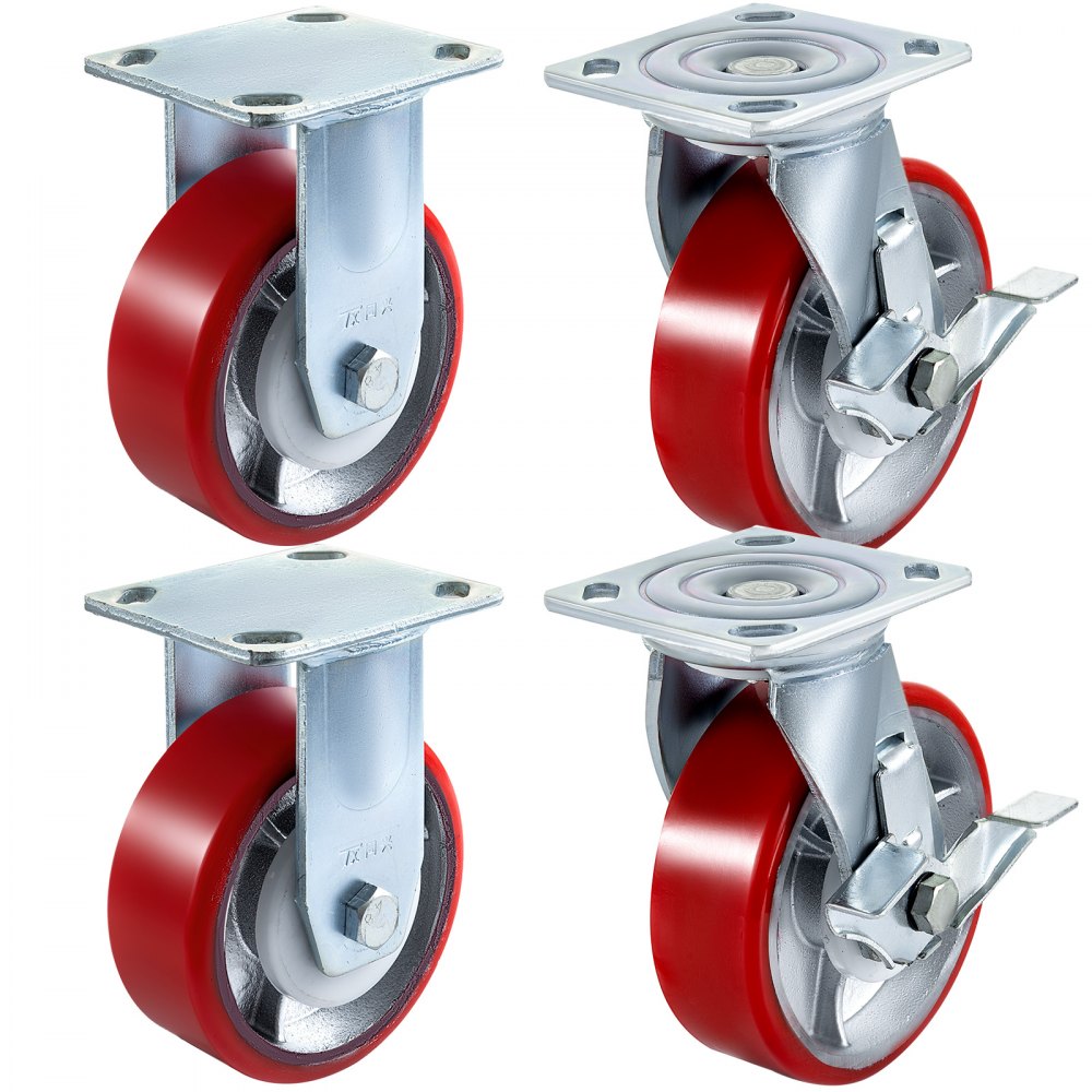 010941842873 - Heavy-Duty 6" Caster Wheels - 1000LBS Capacity, Non-Marking Rubber
