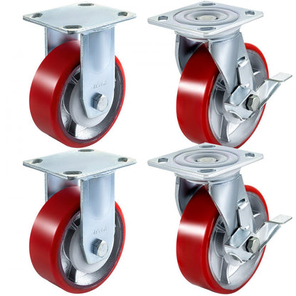 010941842873 - Heavy-Duty 6" Caster Wheels - 1000LBS Capacity, Non-Marking Rubber