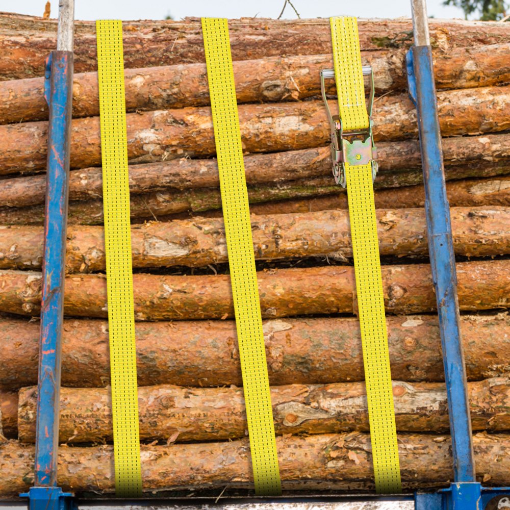 QZ-10101 - 2" x 15.6' Heavy-Duty Ratchet Straps for Secure Cargo