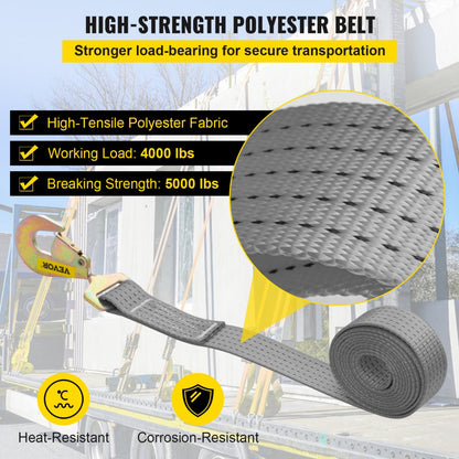 QZ-10104 - 2" x 15.6' Heavy Duty Ratchet Tie Down Straps