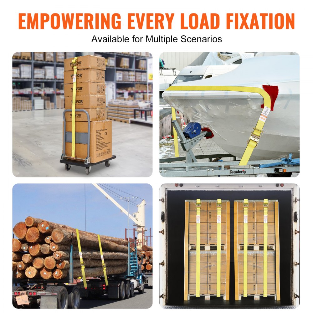 XMES50-8 - 2" x 15' VEVOR Tie Down Straps with 4400 lb Strength