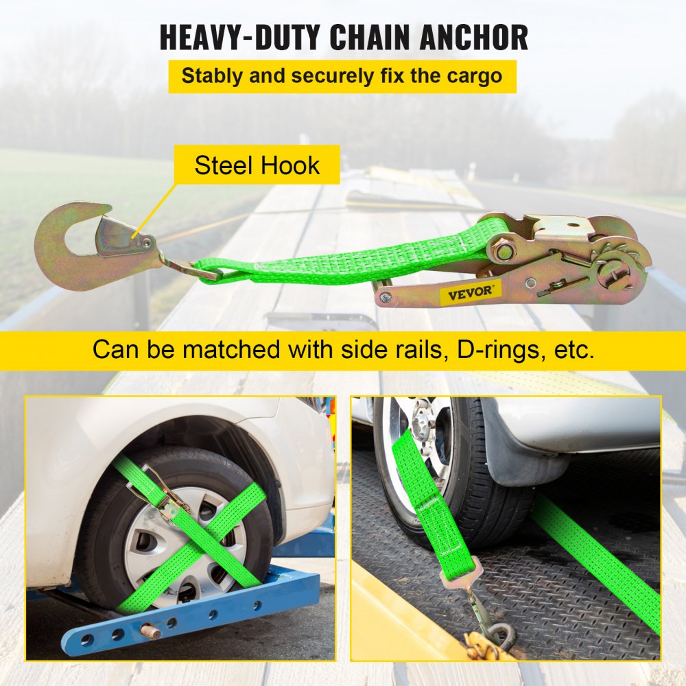 QZ-10102 - Heavy Duty 2" x 15.6' Ratchet Straps for Secure Cargo Transport