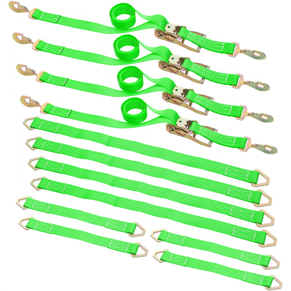 QZ-10102 - Heavy Duty 2" x 15.6' Ratchet Straps for Secure Cargo Transport