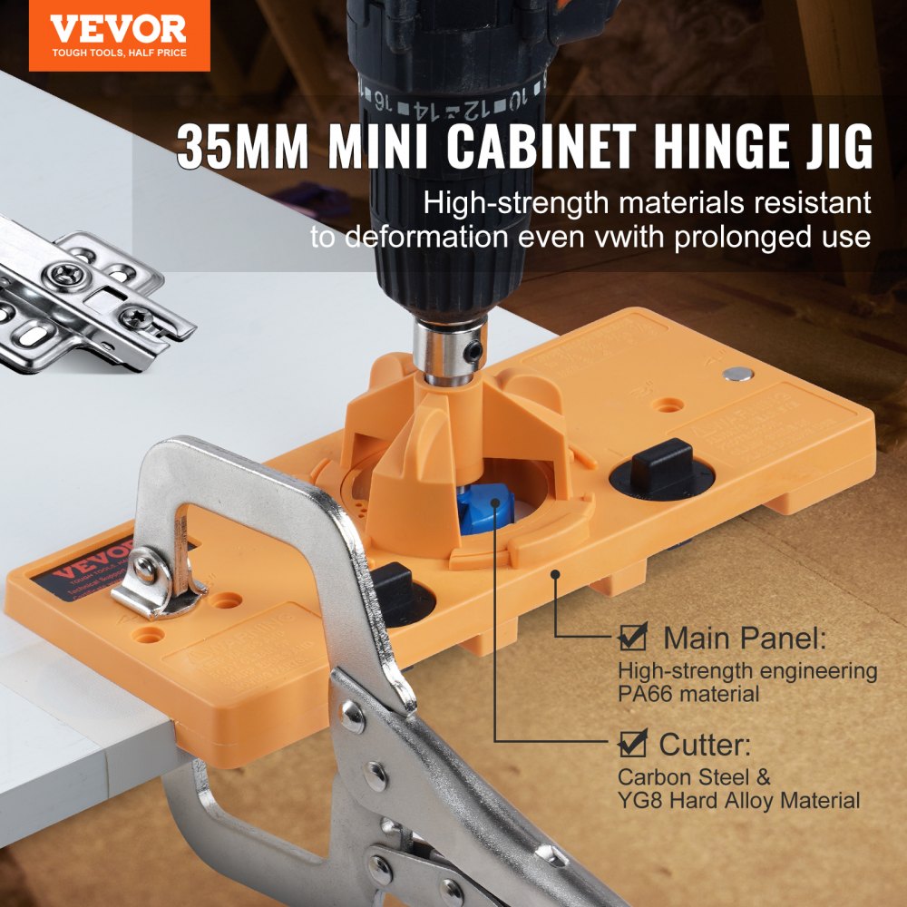 SXRJL-2301 - VEVOR Precision Hinge Jig with C-Type Clamp, 1.39'' Drill Bit