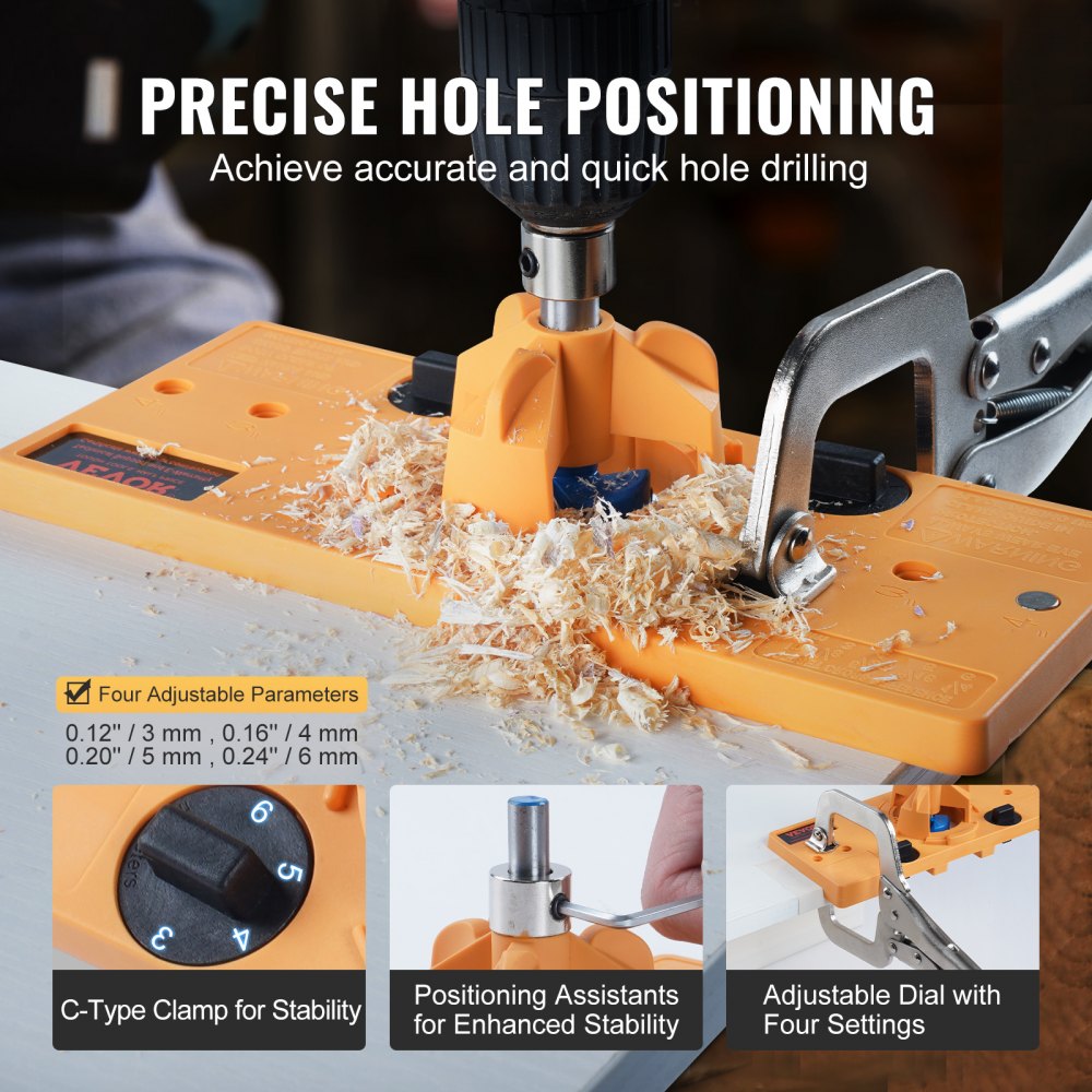 SXRJL-2301 - VEVOR Precision Hinge Jig with C-Type Clamp, 1.39'' Drill Bit