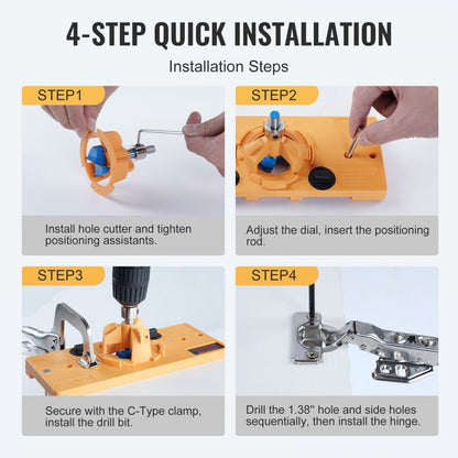 SXRJL-2301 - VEVOR Precision Hinge Jig with C-Type Clamp, 1.39'' Drill Bit