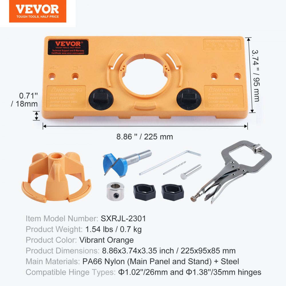 SXRJL-2301 - VEVOR Precision Hinge Jig with C-Type Clamp, 1.39'' Drill Bit