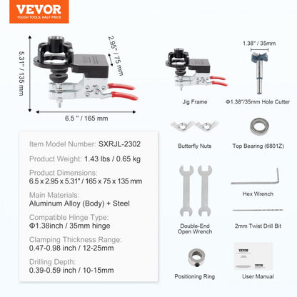 SXRJL-2302 - Durable 35mm Aluminum Hinge Jig with Dual Clamp Design