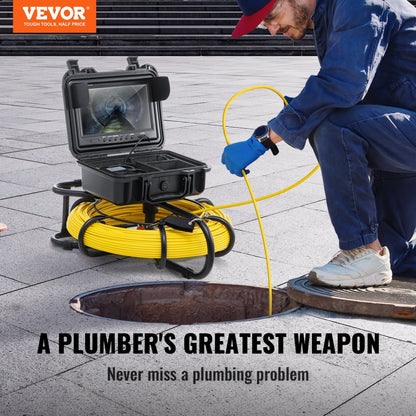 010963382886 - 9-Inch Waterproof Sewer Camera with 300ft Cable & LED Lights