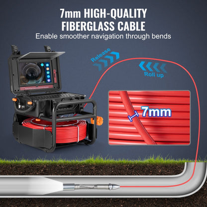WP9612FT - 165FT Self-Leveling Sewer Camera with 10.1" Touchscreen & 12 LED Lights