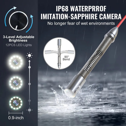WP9613FT - 328FT Self-Leveling Sewer Camera with 10.1" Touchscreen & 512Hz Transmitter
