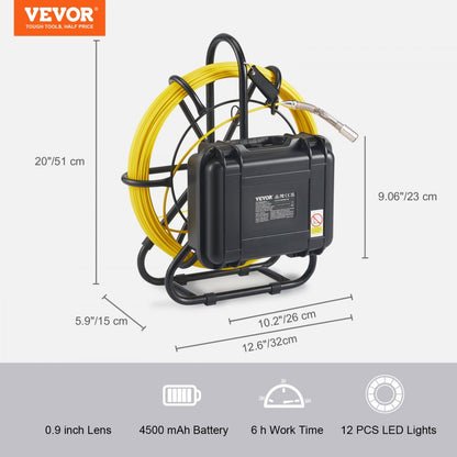 010879989447 - 9" VEVOR Sewer Camera with 164ft Cable & 720p Screen