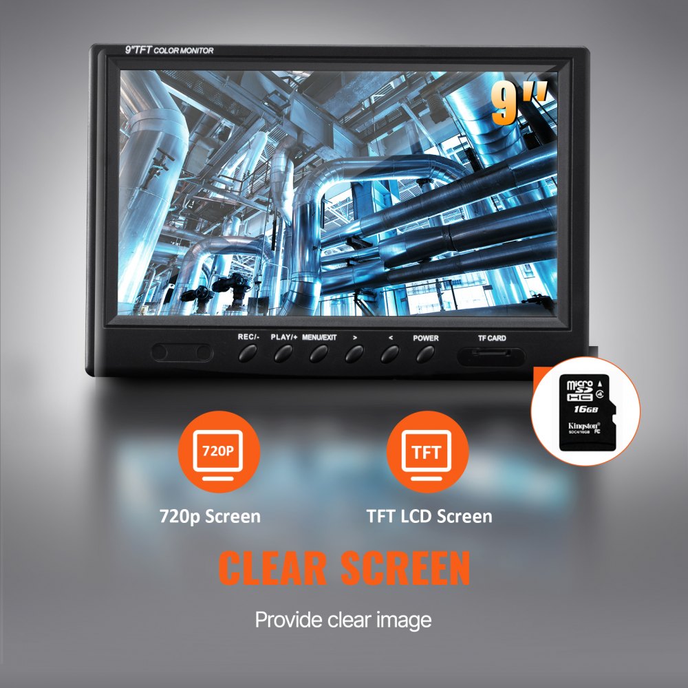 010469962801 - 9" VEVOR Sewer Camera with 720p Screen & DVR Function
