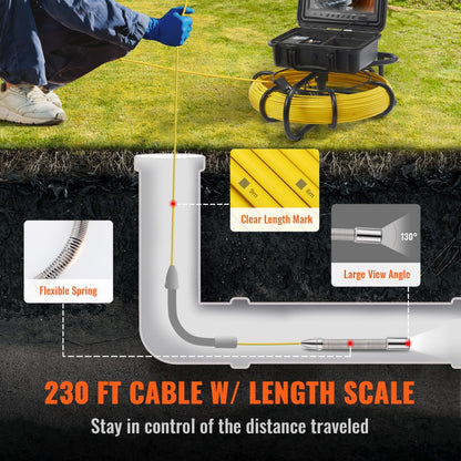 010469962801 - 9" VEVOR Sewer Camera with 720p Screen & DVR Function