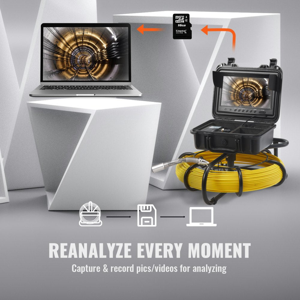 010469962801 - 9" VEVOR Sewer Camera with 720p Screen & DVR Function
