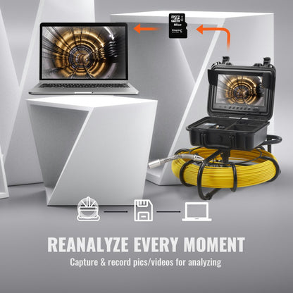 010469962801 - 9" VEVOR Sewer Camera with 720p Screen & DVR Function