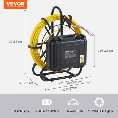 010469962801 - 9" VEVOR Sewer Camera with 720p Screen & DVR Function