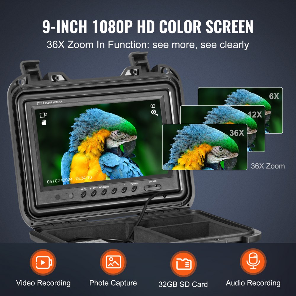 WP9608F - 165FT VEVOR Self-Leveling Sewer Camera with 9" HD Screen
