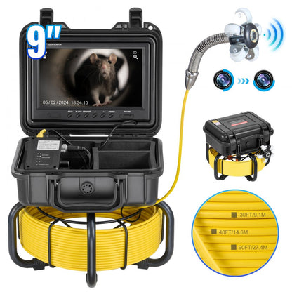WP9608F - 165FT VEVOR Self-Leveling Sewer Camera with 9" HD Screen