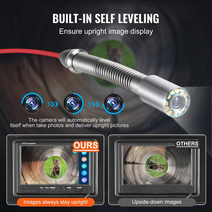 WP9612FT - 165FT Self-Leveling Sewer Camera with 9" HD Screen and 512Hz Transmitter