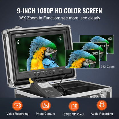 WP9608FTR - 165FT Self-Leveling Sewer Camera with 9" HD Screen & 512Hz Locator