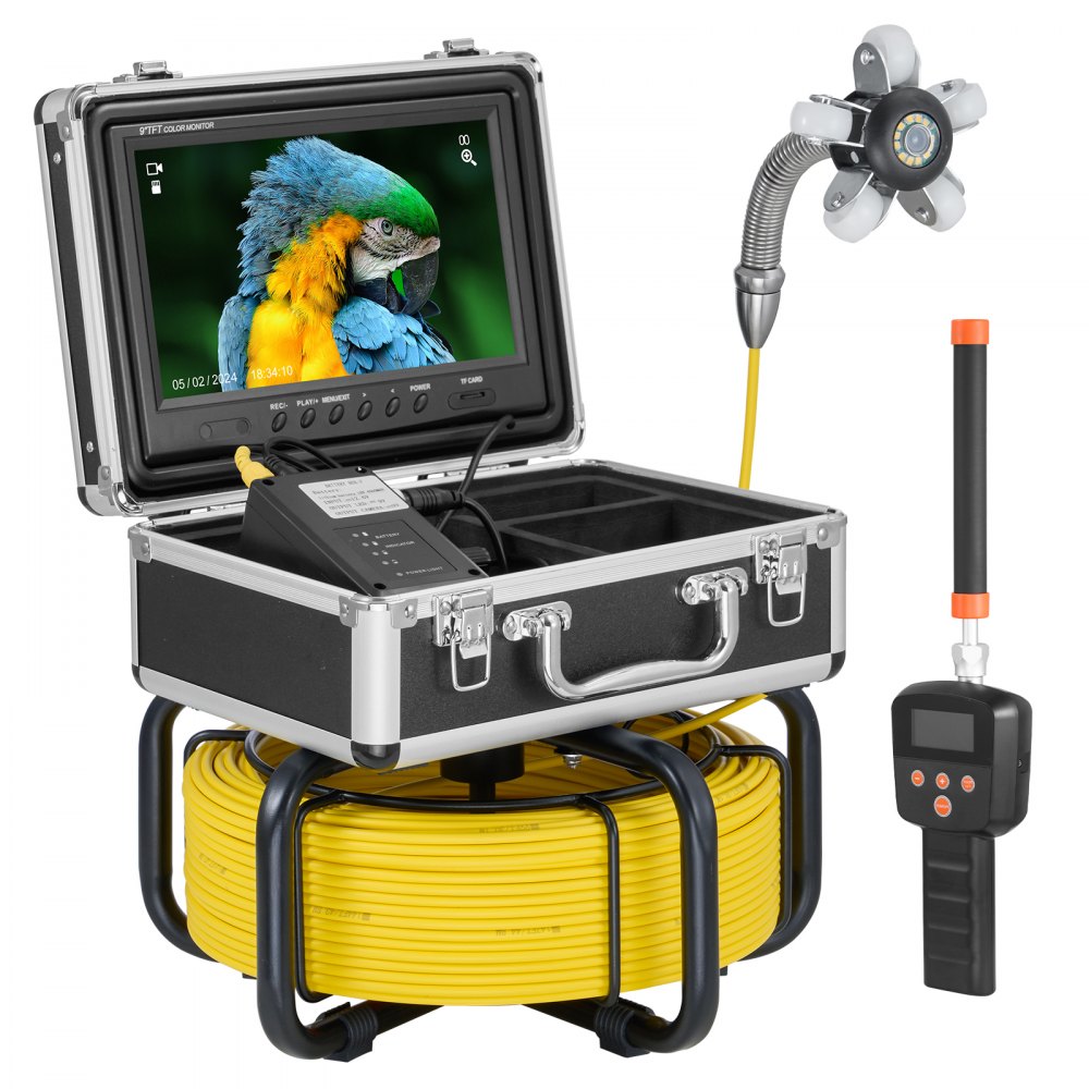 WP9608FTR - 165FT Self-Leveling Sewer Camera with 9" HD Screen & 512Hz Locator