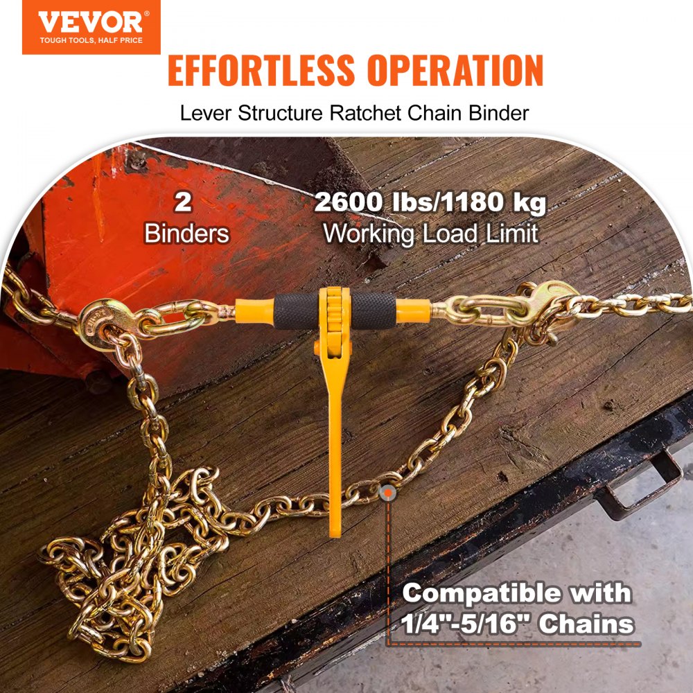 1/4-5/16A - Heavy-Duty Ratchet Chain Binder for Loads Up to 2600 lbs
