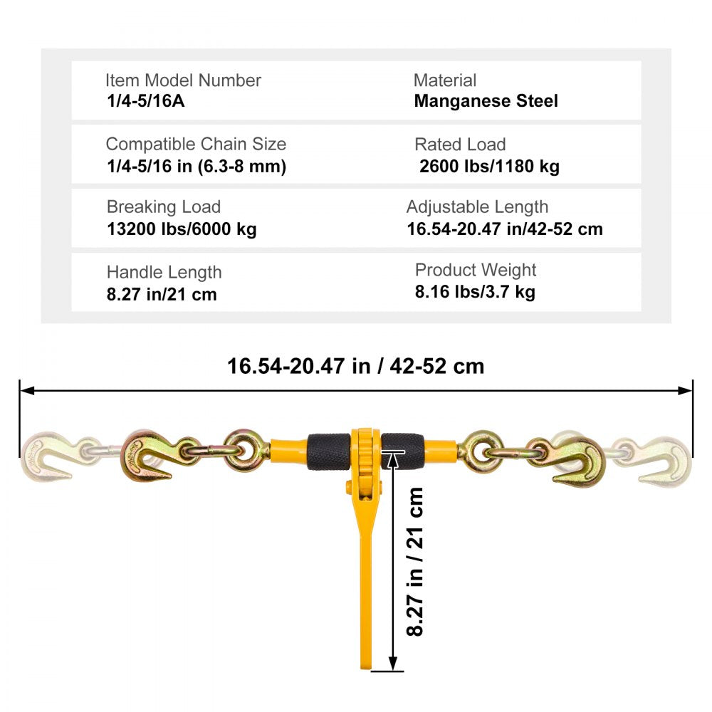 1/4-5/16A - Heavy-Duty Ratchet Chain Binder for Loads Up to 2600 lbs