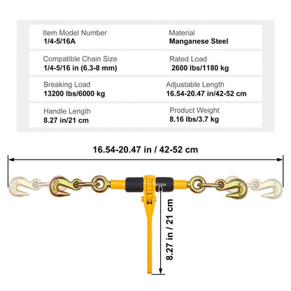 1/4-5/16A - Heavy-Duty Ratchet Chain Binder for Loads Up to 2600 lbs