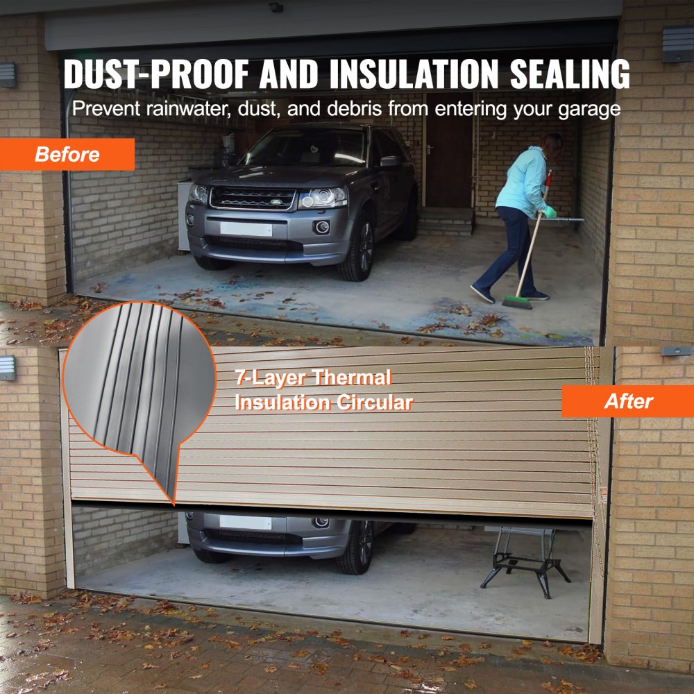 JN-16FT-AL - 16ft Durable Rubber Garage Door Seal with Insulation & O-ring