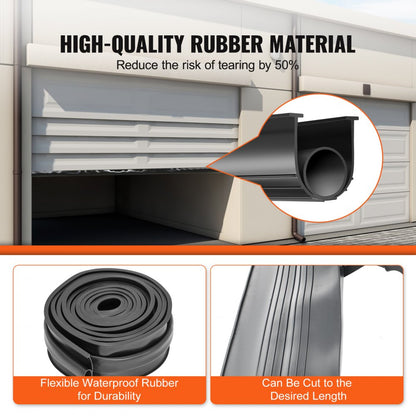 JN-16FT - Durable 3 3/4" x 16' Rubber Garage Door Seal Against Weather